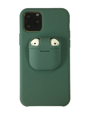 Compatible with Apple, 2 In1 Silicone Phone Case + AirPods Cover for iPhone 11 Pro Max Xs Max Xr X