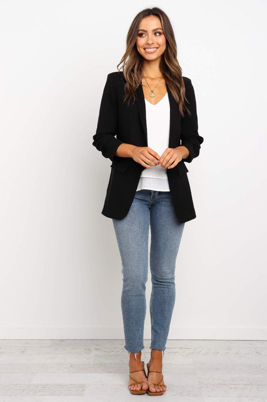 Long sleeve lapel small blazer for women