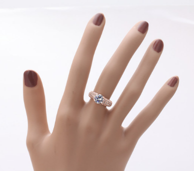 Buying hot jewelery exquisite jewelry luxury three rows of high-grade zircon rose gold engagement ring for women