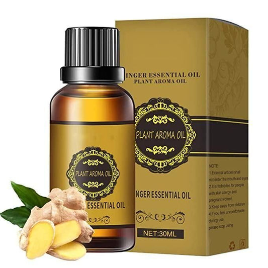 Belly Drainage Ginger Oil, Lymphatic Drainage Ginger Oil, Slimming Tummy Ginger Oil, Ginger Essential Oil for Swelling and Pain Relief, Care for Skin (30ML)