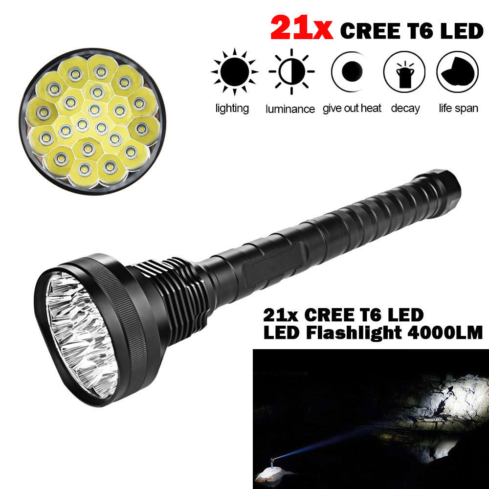 4000LM  XM-L LED 21x T6 Super Flashlight Torch Lamp Light 5Mode 26650 18650
