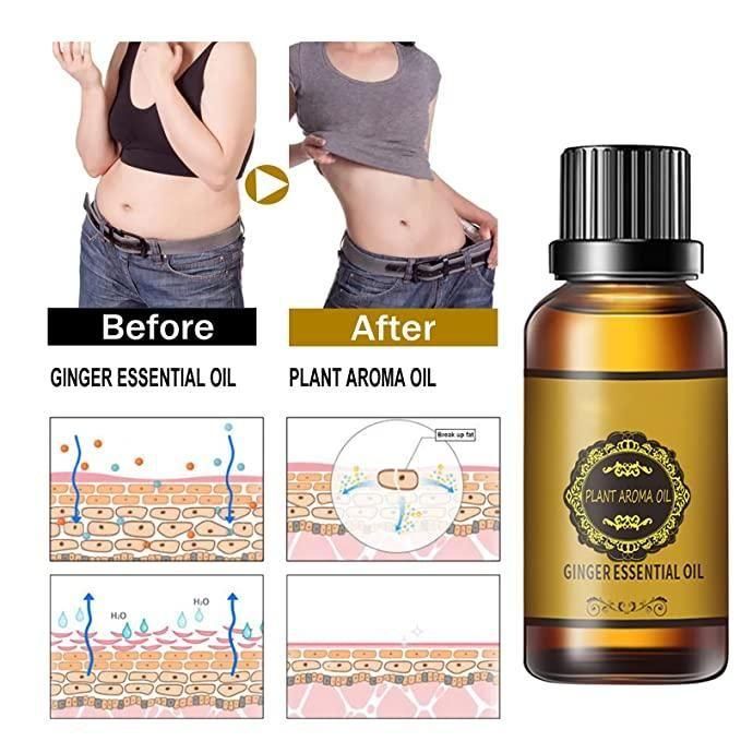 Belly Drainage Ginger Oil, Lymphatic Drainage Ginger Oil, Slimming Tummy Ginger Oil, Ginger Essential Oil for Swelling and Pain Relief, Care for Skin (30ML)