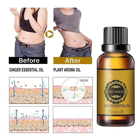 Belly Drainage Ginger Oil, Lymphatic Drainage Ginger Oil, Slimming Tummy Ginger Oil, Ginger Essential Oil for Swelling and Pain Relief, Care for Skin (30ML)