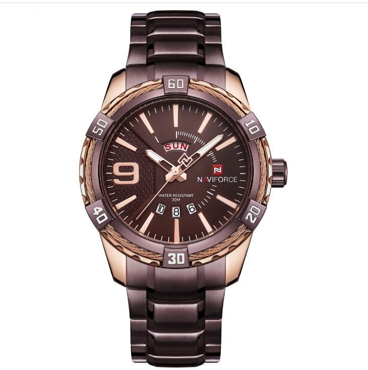 NAVIFORCE collar 9117 men's quartz watch with weekday leisure waterproof pointer watch