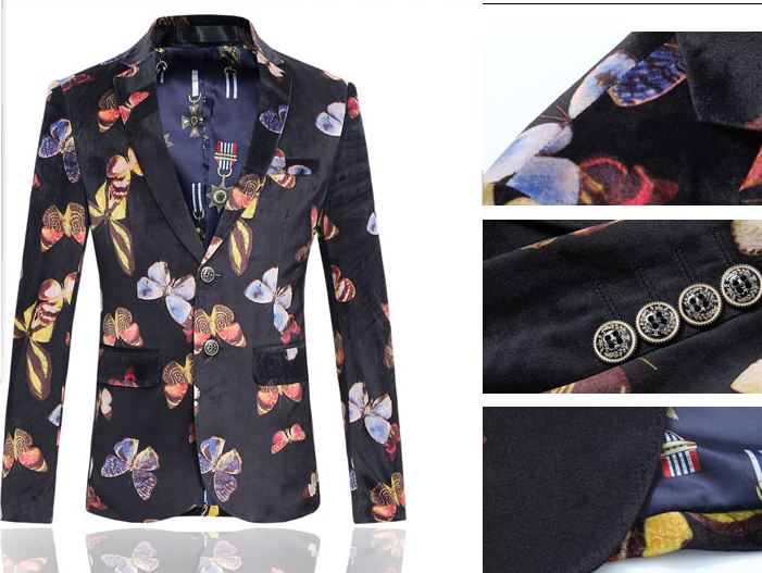 Men Printed  Blazer Jacket Brand Slim Fit Male Plus Size 6XL Cotton Business Wedding Casual Suit Blazer Costume Homme F2349