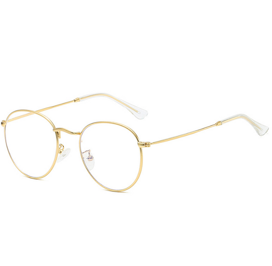 Literary Style Flat Mirror Metal Frame Open-Ball Elliptic Glasses 3447 for Men and Women