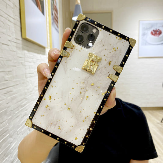 Marble Gold Foil Epoxy Phone Case Compatible with Apple