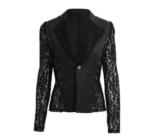 Lace panel small suit blazer for women