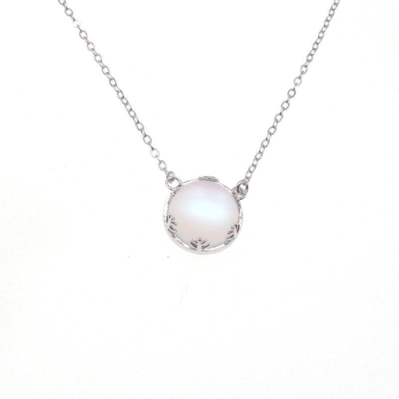 S925 Sterling Silver Moonstone Necklace Branch Pendant
