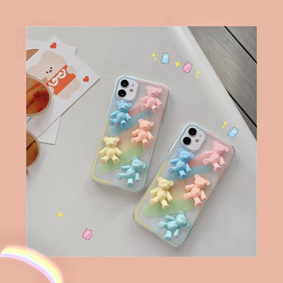 Compatible with Apple , Macaron color bear phone case