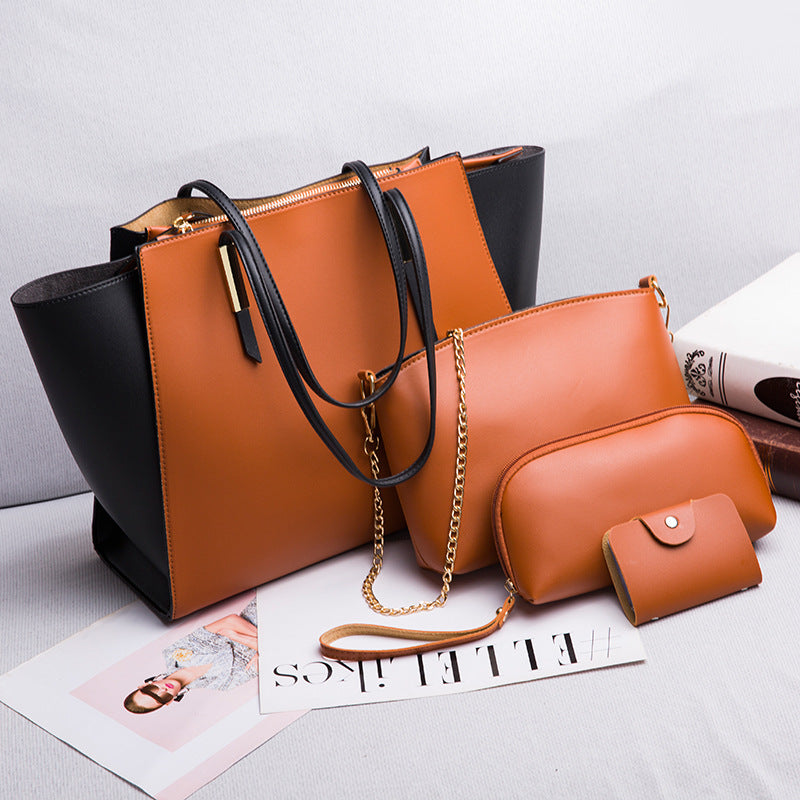 Women's solid color four-piece bag