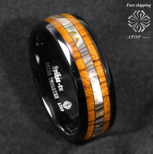 Black tungsten carbide ring for women