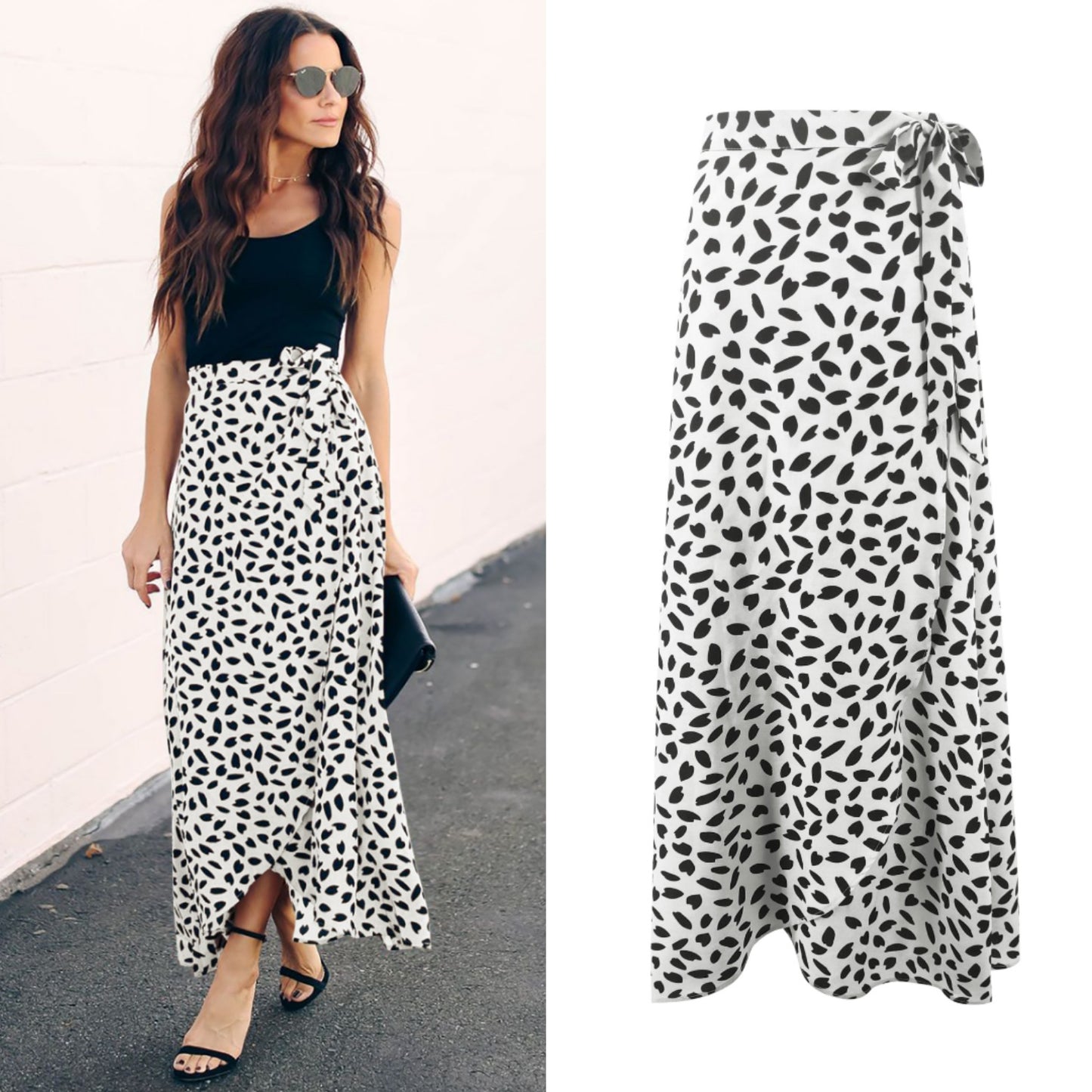 Leopard print long loose skirt for women