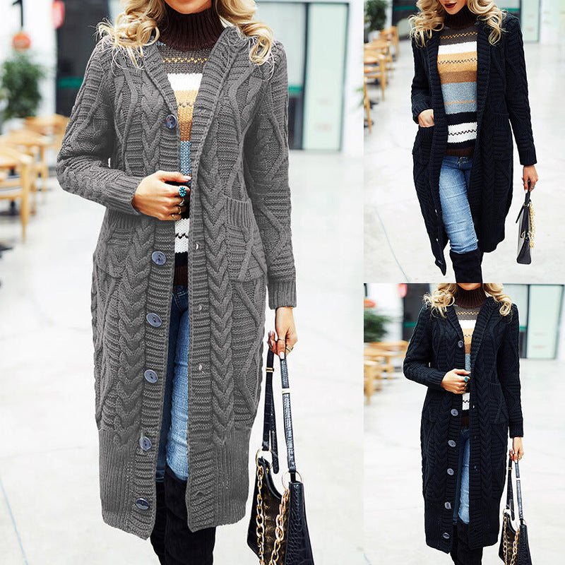 Wool Solid Color Cardigan Loose And Long Oversized Coat For women