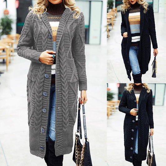 Wool Solid Color Cardigan Loose And Long Oversized Coat For women