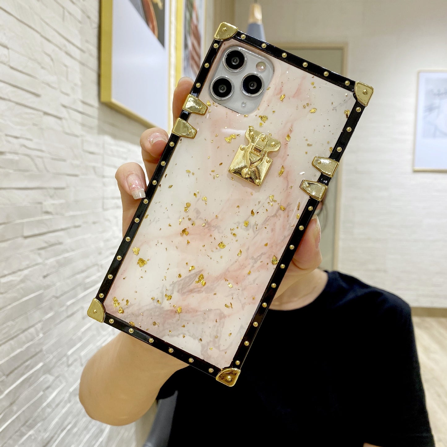 Marble Gold Foil Epoxy Phone Case Compatible with Apple