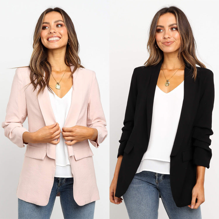Long sleeve lapel small blazer for women