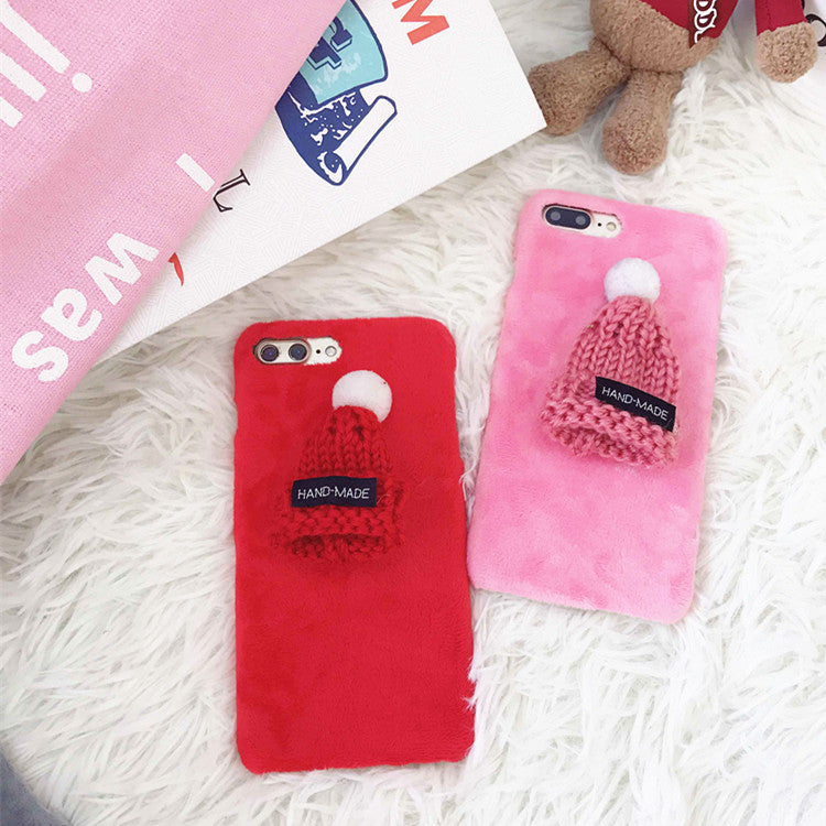 Compatible with Apple, Compatible with Apple , New plush hats iPhone7/8plus Christmas mobile phone
