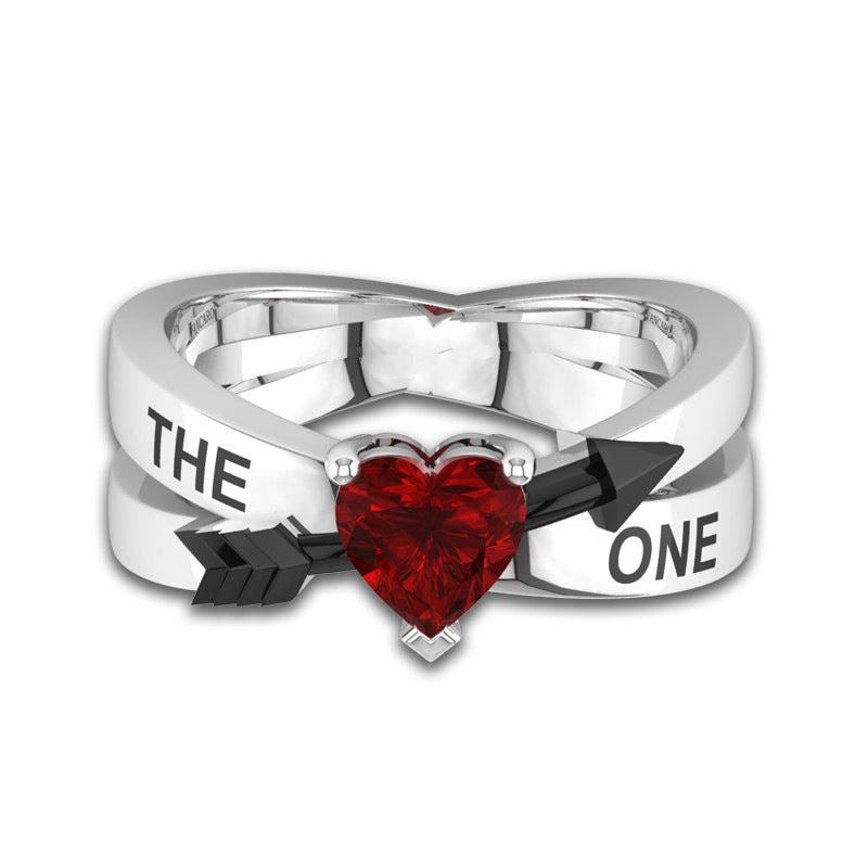 Women European and American THE ONE arrow ring love Cupid's arrow red ruby engagement ring woman