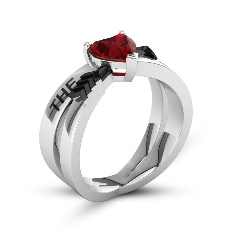 Women European and American THE ONE arrow ring love Cupid's arrow red ruby engagement ring woman