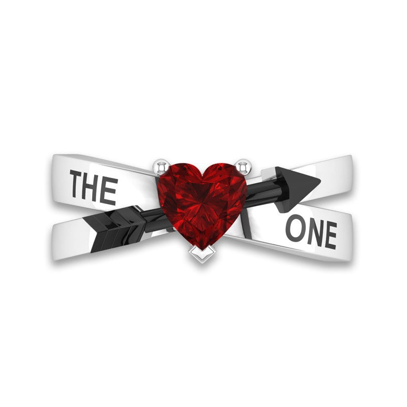 Women European and American THE ONE arrow ring love Cupid's arrow red ruby engagement ring woman
