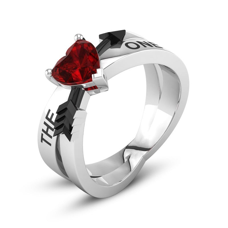 Women European and American THE ONE arrow ring love Cupid's arrow red ruby engagement ring woman