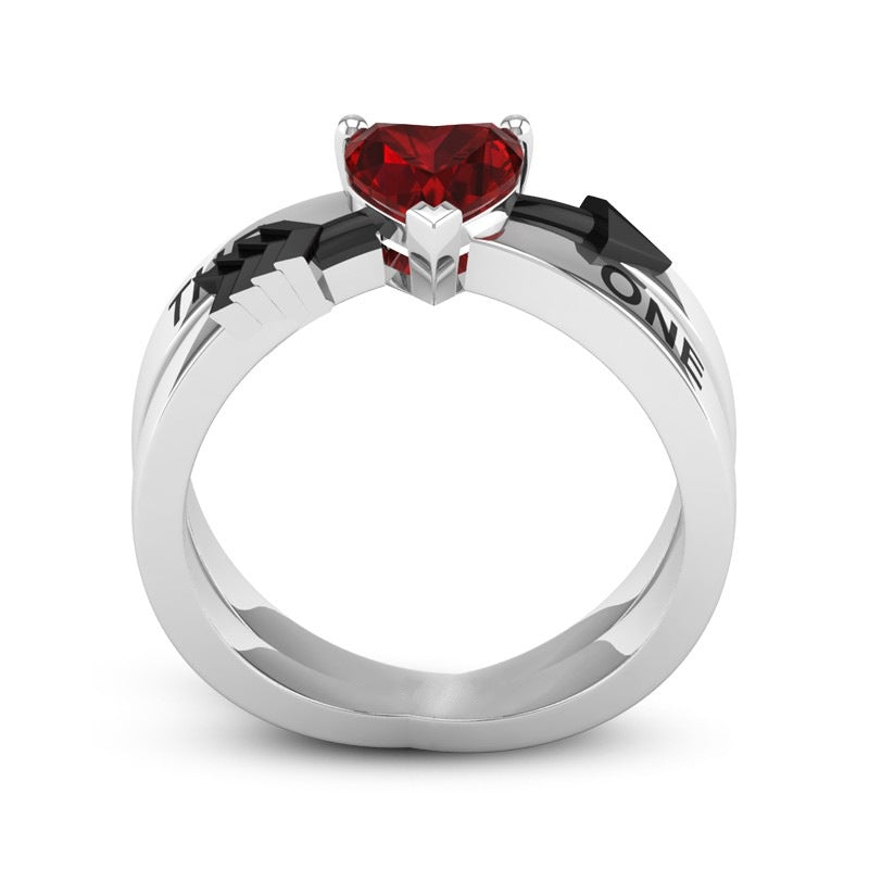 Women European and American THE ONE arrow ring love Cupid's arrow red ruby engagement ring woman