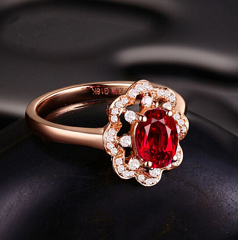 Hot silver ring for women engagement ring high-end ruby ring rose gold ring jewelry