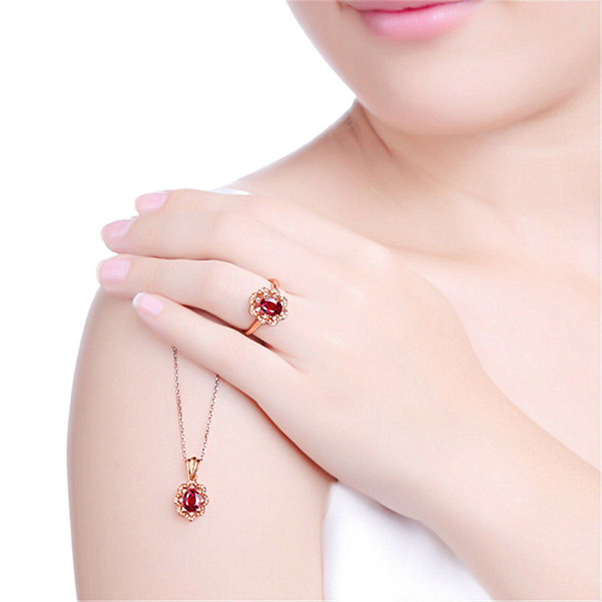 Hot silver ring for women engagement ring high-end ruby ring rose gold ring jewelry