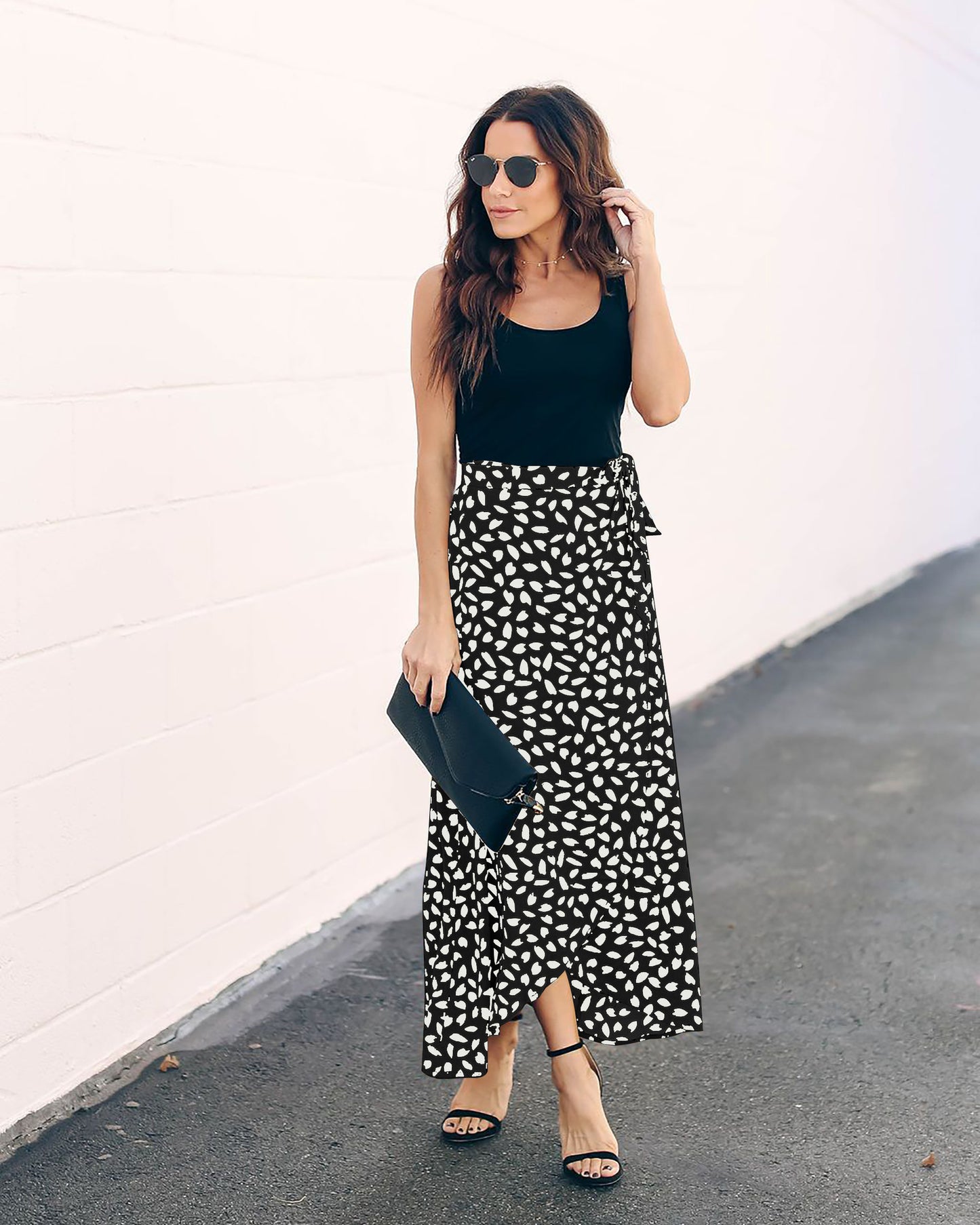 Leopard print long loose skirt for women