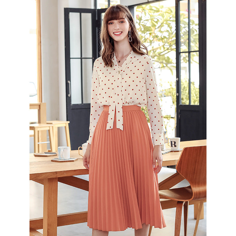 Pleated skirt age reduction fashion all-match skirt for women