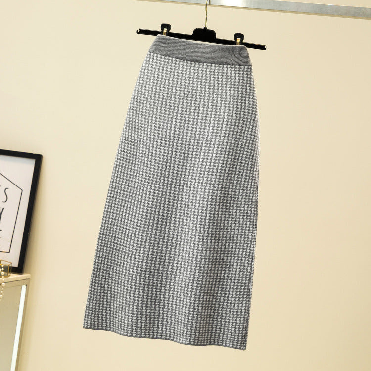 Slim slim high waist plaid skirt for women
