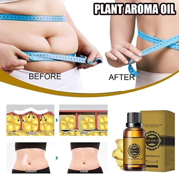 Belly Drainage Ginger Oil, Lymphatic Drainage Ginger Oil, Slimming Tummy Ginger Oil, Ginger Essential Oil for Swelling and Pain Relief, Care for Skin (30ML)