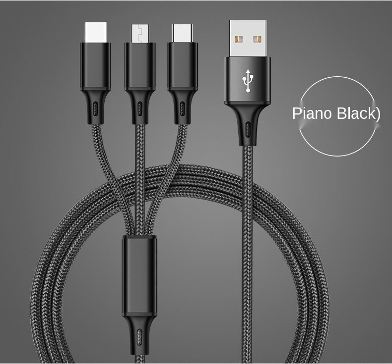 Three-head Mini Braided Three-in-one Data Cable fast charging