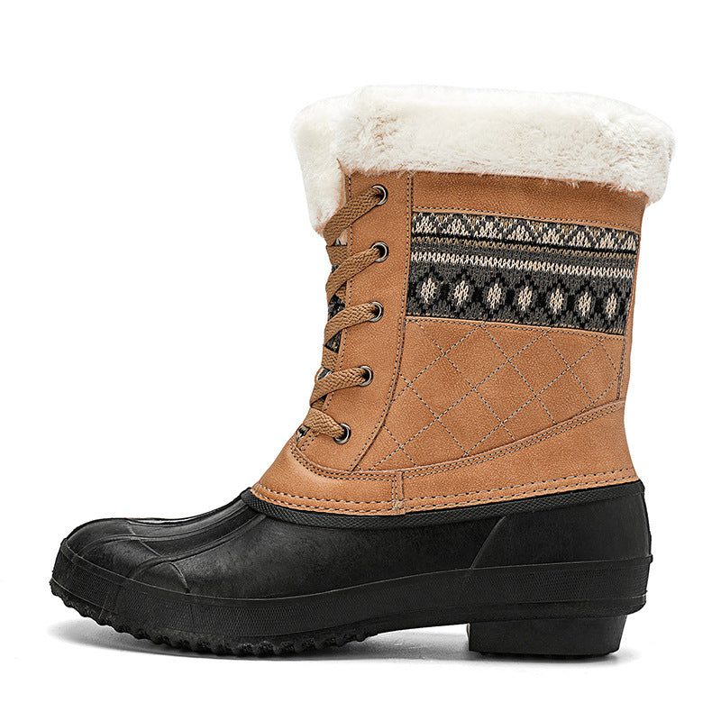 Winter High-top Hiking Shoes Women Non-slip Plus Velvet Boots