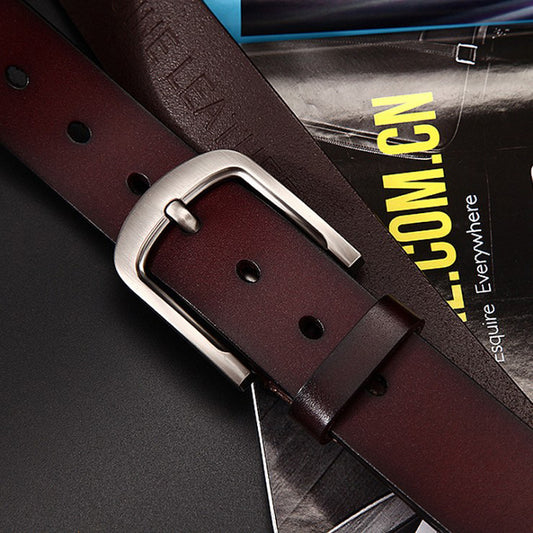 Korean Version Of The Trend Of Casual Retro Pants Pure Cowhide Leather Belt
