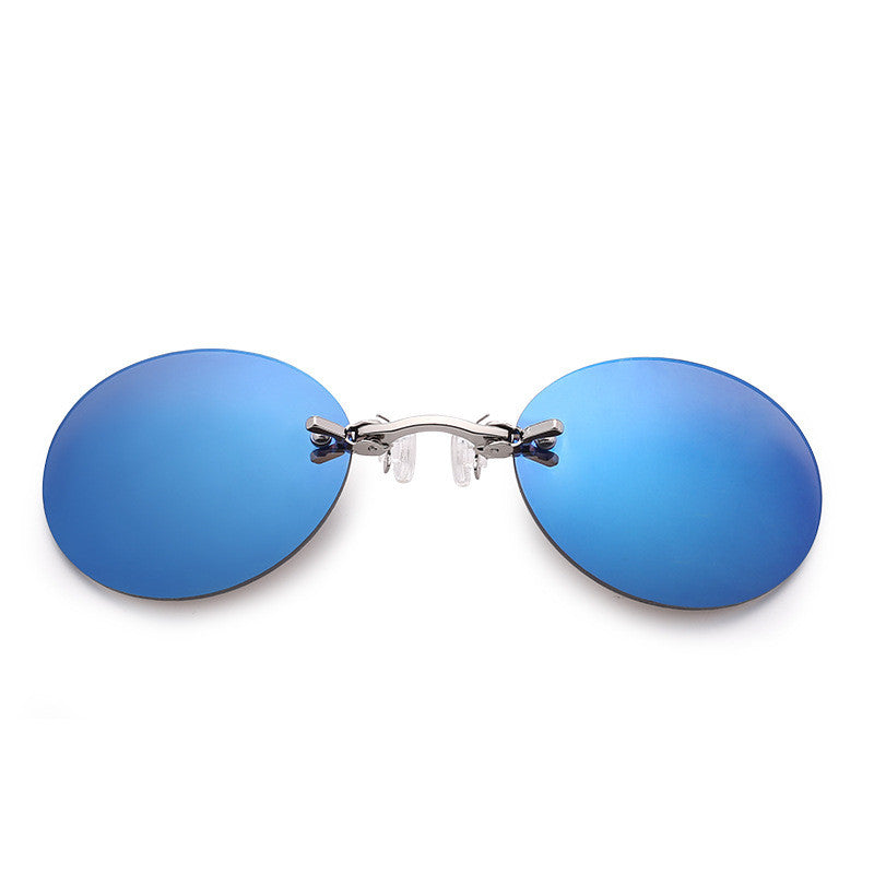 Frameless Clip-nose Round Clip-on Glasses Retro Mini Clip-nose Sunglasses