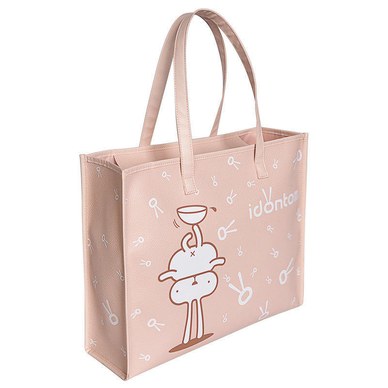 Lychee Pattern Pu Handbag Cartoon Large Capacity