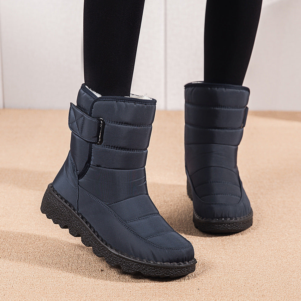 Winter Fabric Casual Cotton Shoes Mid-tube Artificial Wool Plus Velvet Thick Snow Boots