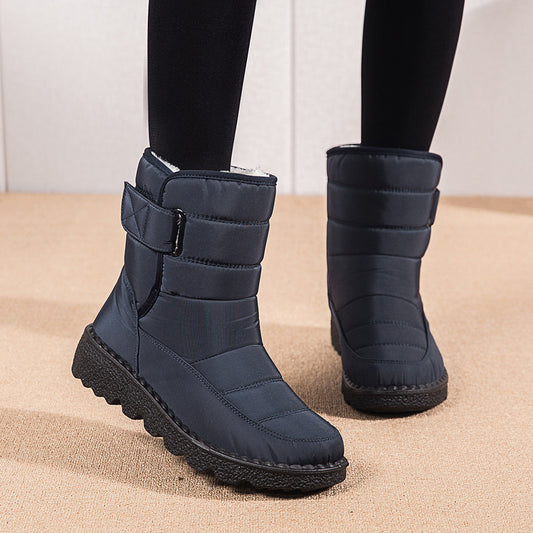 Winter Fabric Casual Cotton Shoes Mid-tube Artificial Wool Plus Velvet Thick Snow Boots