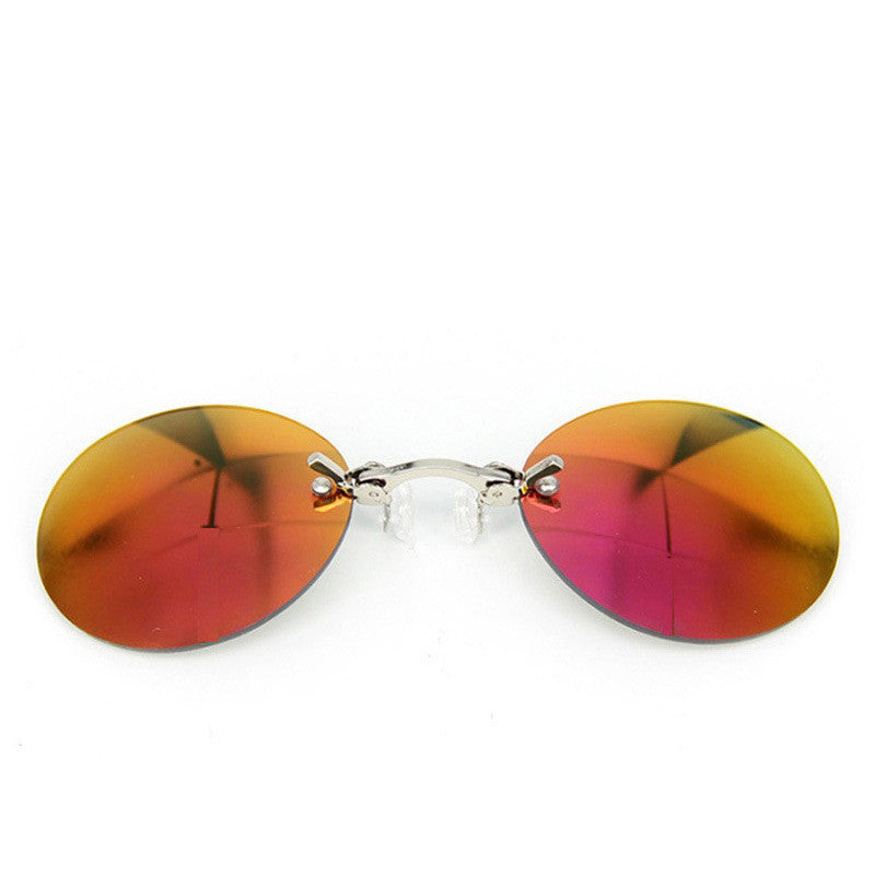 Frameless Clip-nose Round Clip-on Glasses Retro Mini Clip-nose Sunglasses
