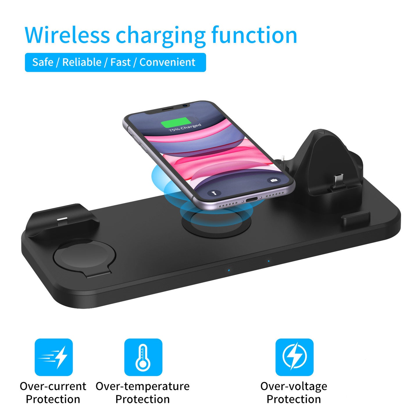 Multi functional Wireless Charger Doc for smart watch and mobile phones