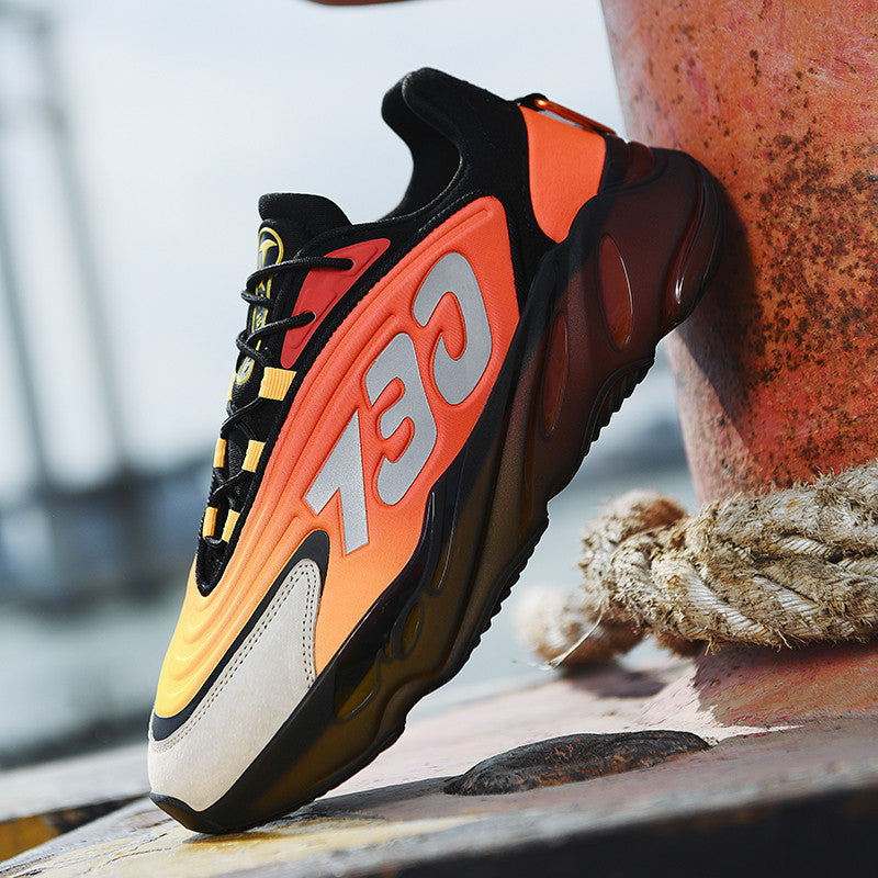 Leather Popcorn Casual Sports Black Samurai Reflective Shoes