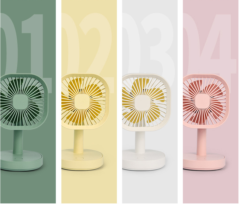 Square Three-speed Adjustable USB Small Fan With Lamp Desktop Portable Fan