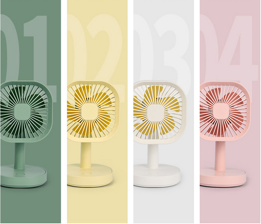 Square Three-speed Adjustable USB Small Fan With Lamp Desktop Portable Fan