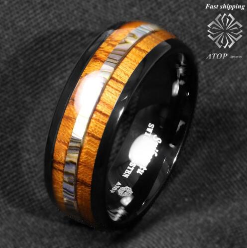 Black tungsten carbide ring for women
