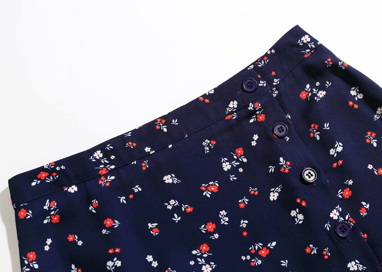 French niche retro blue floral skirt for women