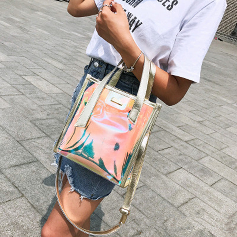 Transparent fashion jelly picture mother handbag