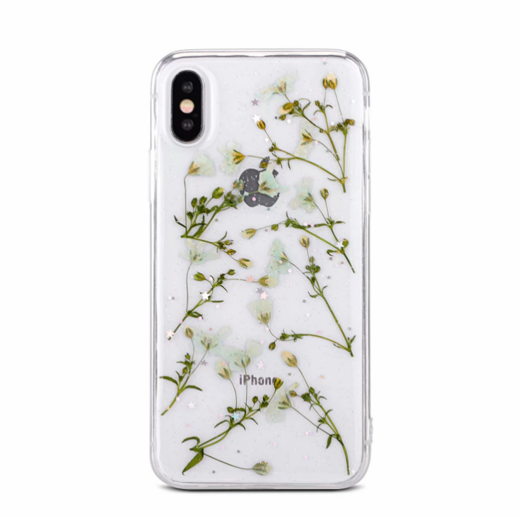 Small floral real flower anti-drop transparent protective cover