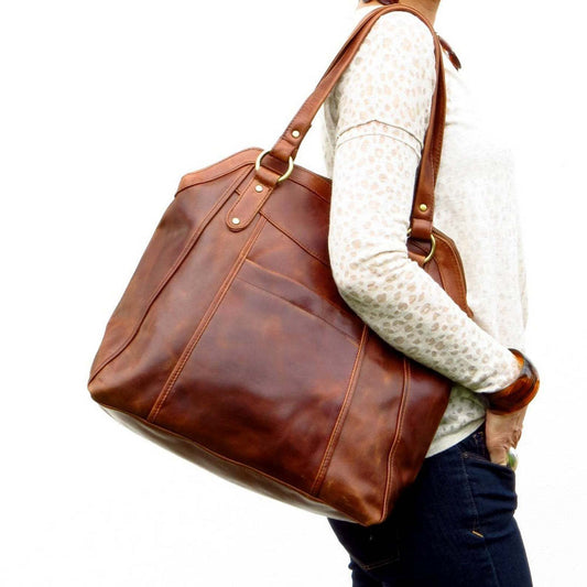 Large Bag Soft Leather Gradient Color Single Shoulder